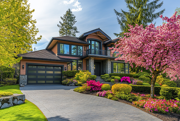 Modern home in springtime